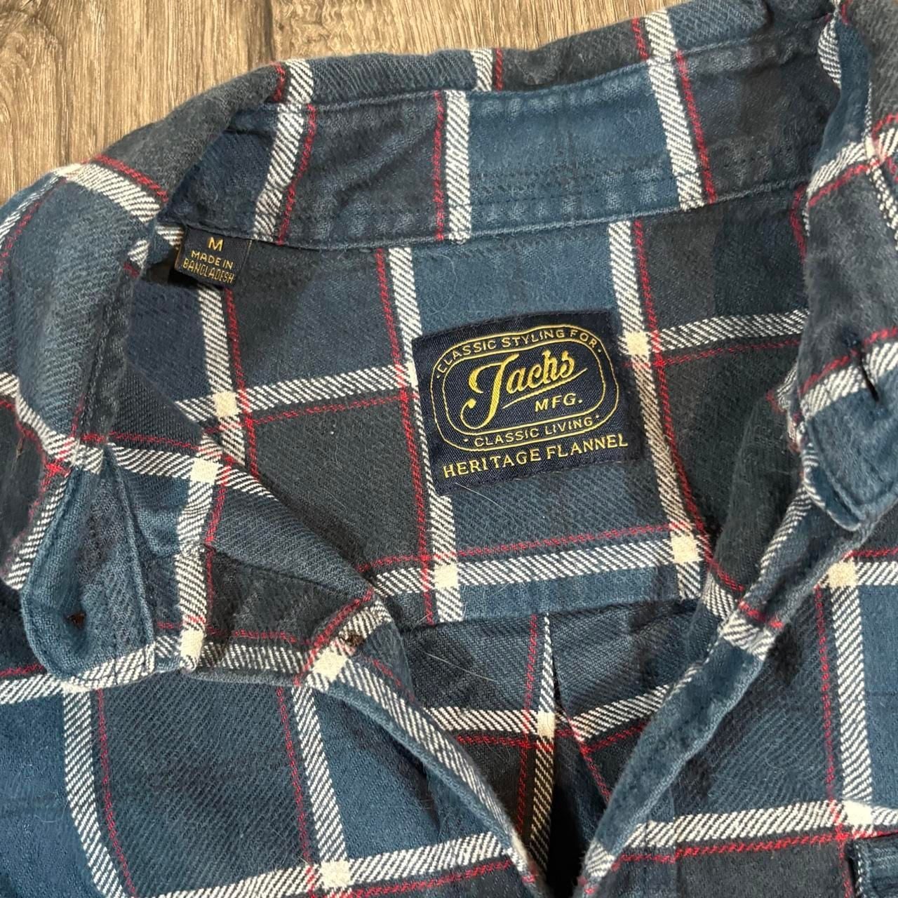 Jachs MFG Heritage Flannel Shirt Size M Blue Plaid 4