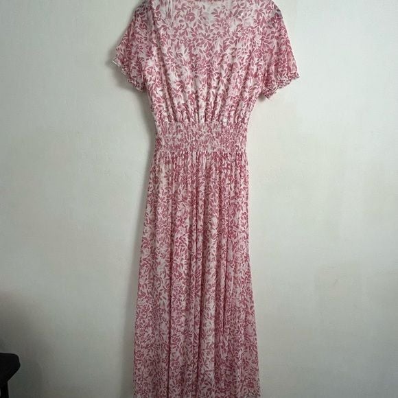 Elegant Pink Floral Midi Dress 5