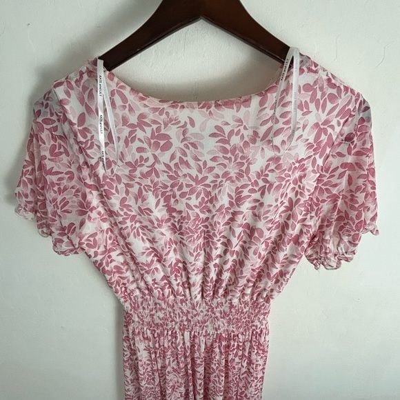 Elegant Pink Floral Midi Dress 6