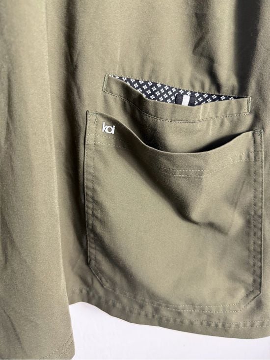 koi Olive Green V-Neck Short Sleeve Scrub Top nurse wear 3