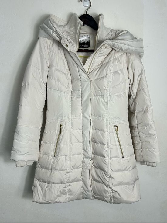 Kensie Ivory Quilted Hooded Puffer Jacket 2