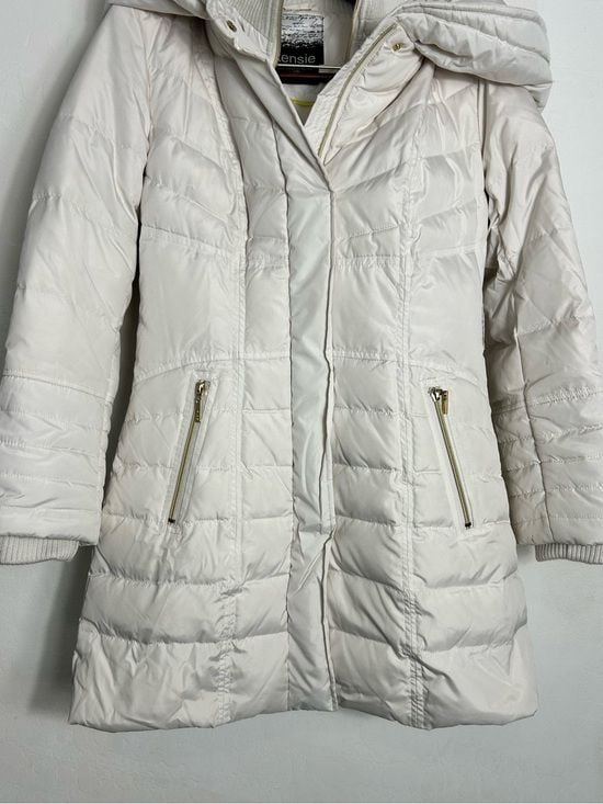 Kensie Ivory Quilted Hooded Puffer Jacket 3