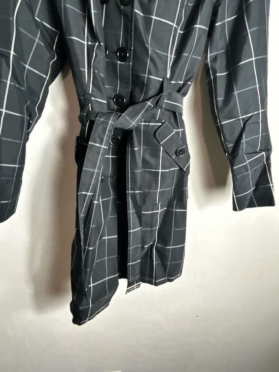 Merona Black Windowpane Single-Breasted Coat 3