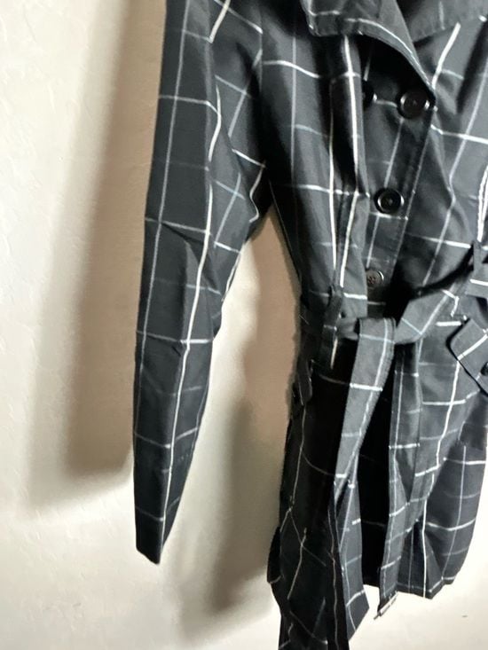 Merona Black Windowpane Single-Breasted Coat 4