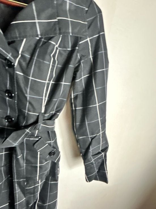 Merona Black Windowpane Single-Breasted Coat 5