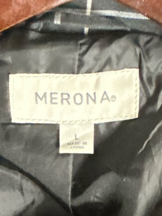 Merona Black Windowpane Single-Breasted Coat 6