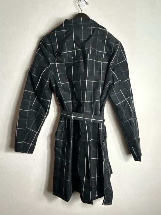 Merona Black Windowpane Single-Breasted Coat 9