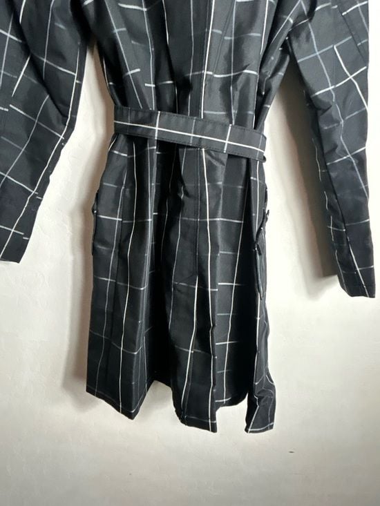 Merona Black Windowpane Single-Breasted Coat 10
