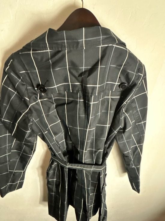 Merona Black Windowpane Single-Breasted Coat 11