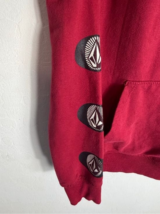 Volcom Maroon Kids Pullover Hoodie with Logo Patches 3