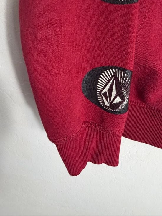 Volcom Maroon Kids Pullover Hoodie with Logo Patches 4