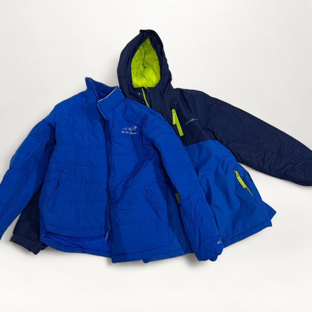 Eddie Bauer 3-in-1 Ski Jacket Kids L (14) Navy Blue Lime Puffer Coat 8