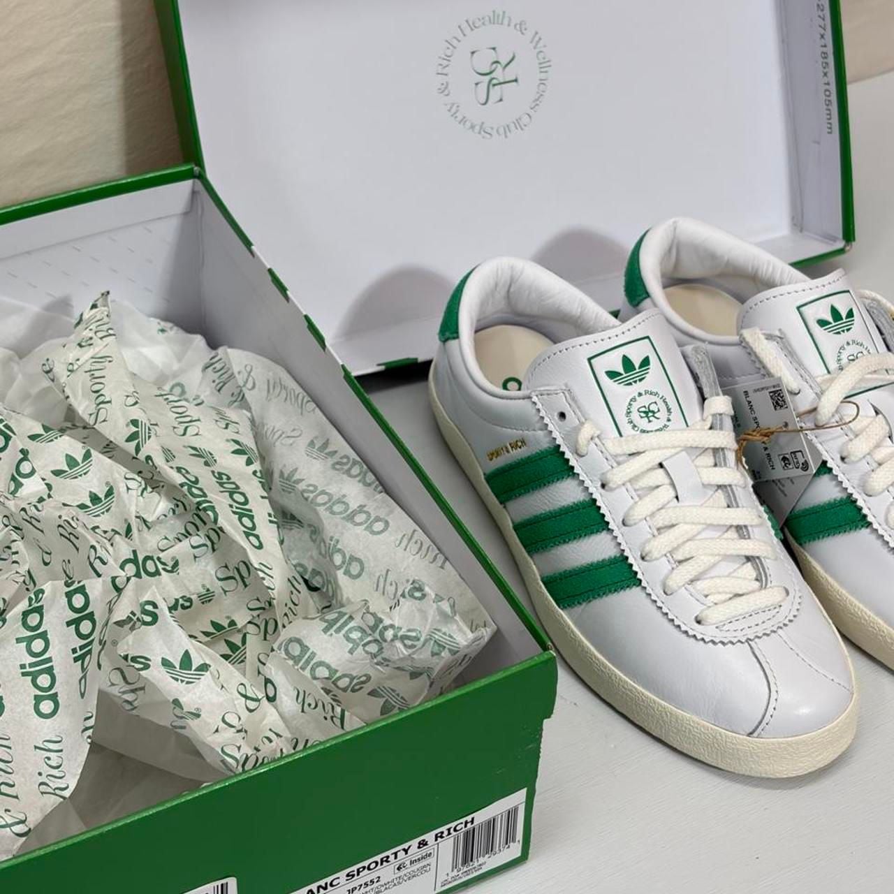adidas Sporty Rich Blanc JP7552 Women 5 White Green Leather New Collab 7