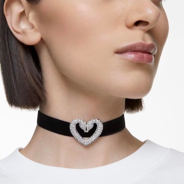 Swarovski Una White Crystal Heart Choker Necklace