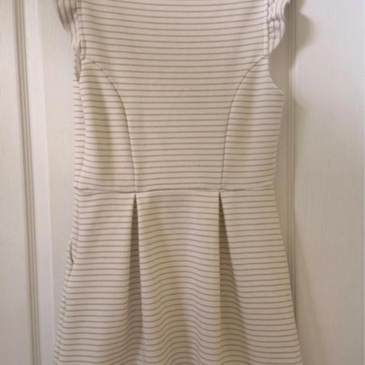 Maeve Striped Dress Size 2 Cream V-Neck Ruffle Cap Sleeve 2