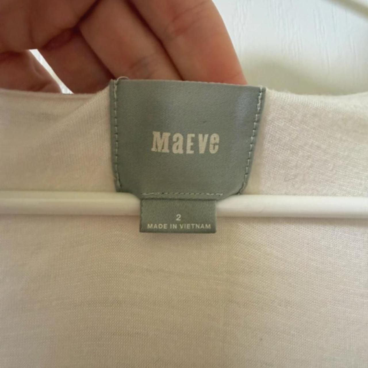 Maeve Striped Dress Size 2 Cream V-Neck Ruffle Cap Sleeve 3