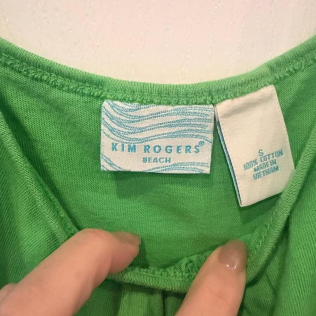 Kim Rogers Green Babydoll Dress Size S Cotton Tie Waist 3