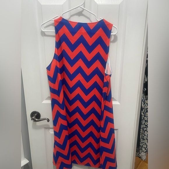 Red and Blue Halter Neck Sheath Mini Dress 9