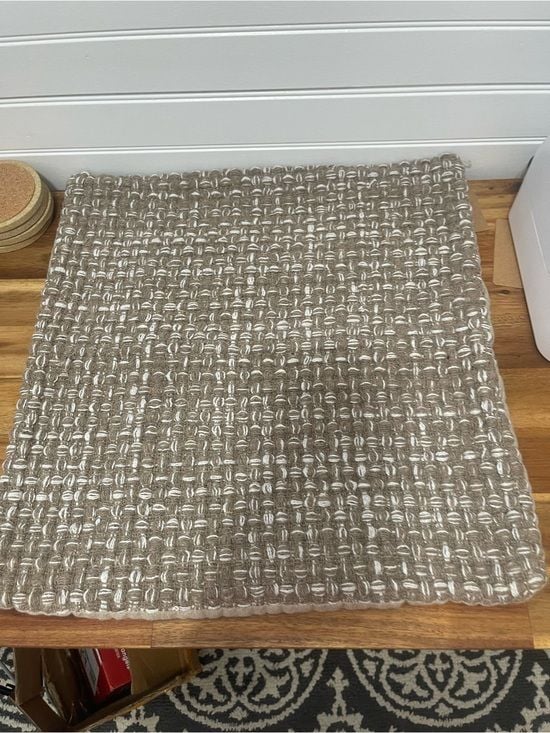 Neutral Woven Square Decorative Pillow Cover - Tan and White 1