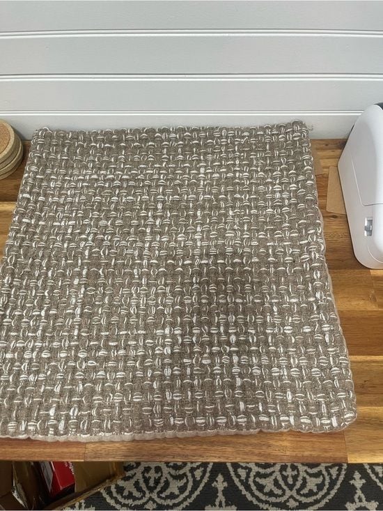 Neutral Woven Square Decorative Pillow Cover - Tan and White 2