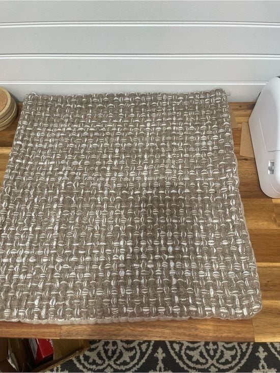Neutral Woven Square Decorative Pillow Cover - Tan and White 3