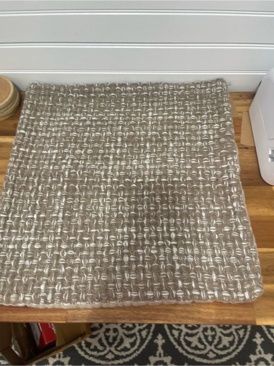 Neutral Woven Square Decorative Pillow Cover - Tan and White 4