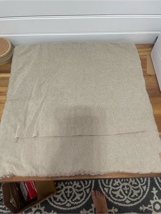 Neutral Woven Square Decorative Pillow Cover - Tan and White 8