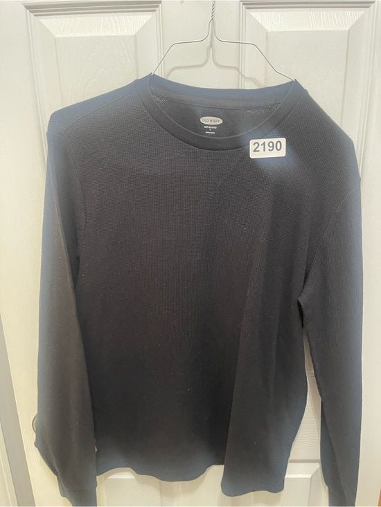 Old Navy Black Long-Sleeve Waffle Knit Tee 2