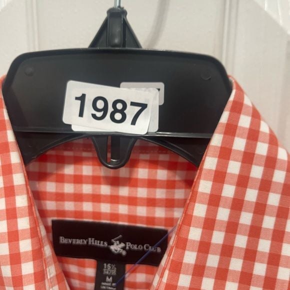 Beverly Hills Polo Club Red Checkered Button Down Shirt 10