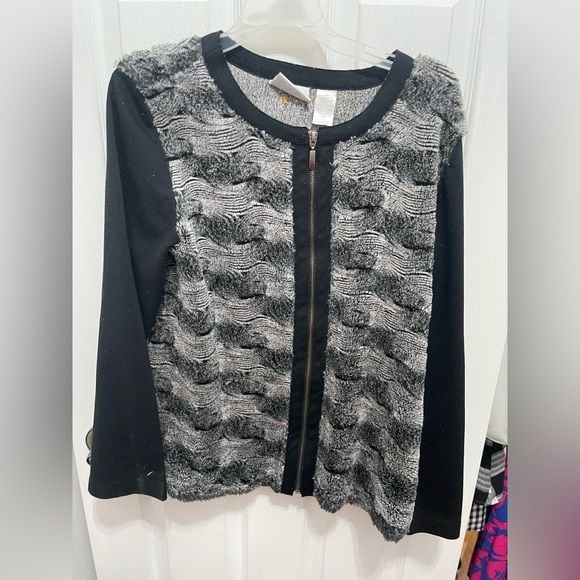 Alfred Dunner Black and Gray Cardigan Sweater 2