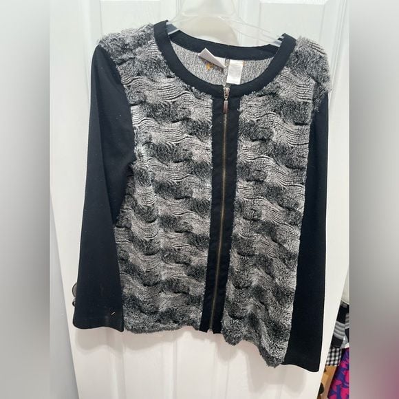 Alfred Dunner Black and Gray Cardigan Sweater 3