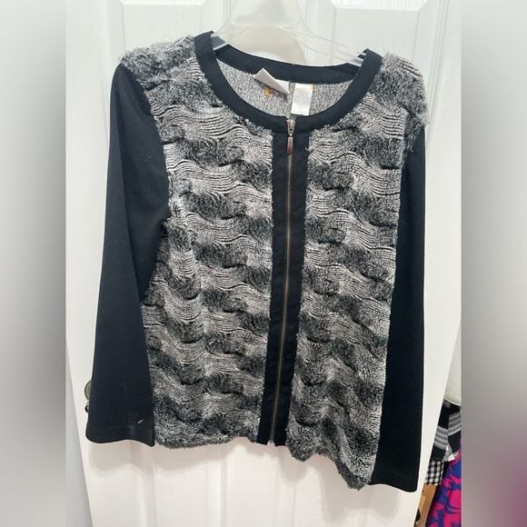 Alfred Dunner Black and Gray Cardigan Sweater 4