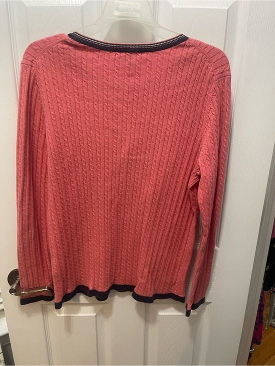 Tommy Hilfiger Coral Cable Knit Crew with Navy Trim 9