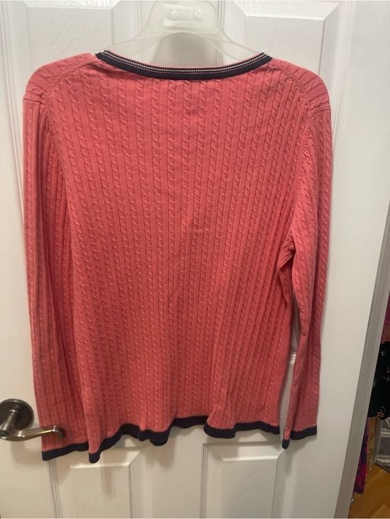 Tommy Hilfiger Coral Cable Knit Crew with Navy Trim 10