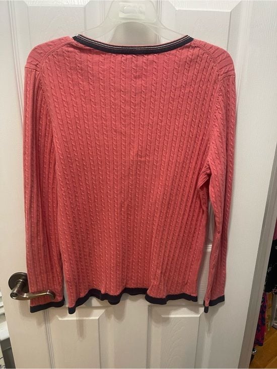 Tommy Hilfiger Coral Cable Knit Crew with Navy Trim 11