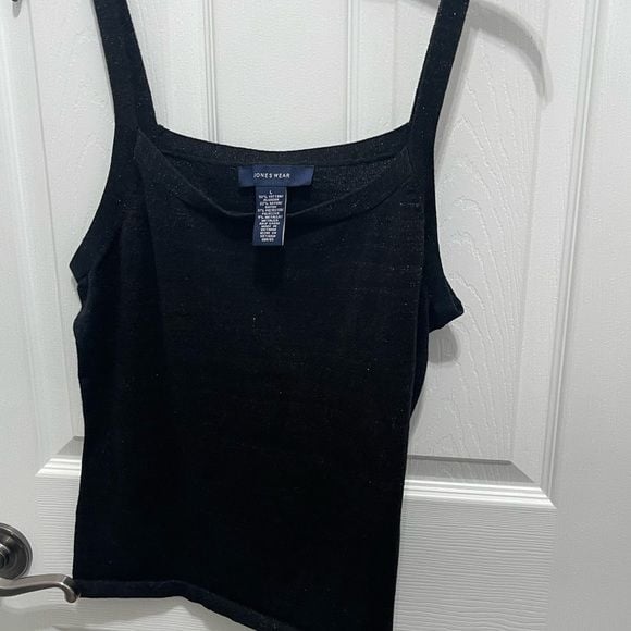 Jones New York Black Fitted Asymmetrical Tank Top 2