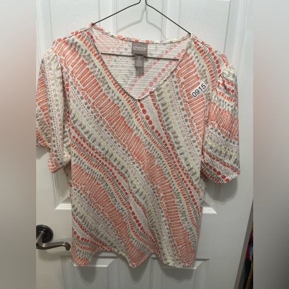 Chico’s blouse shortsleeve pullover med 2