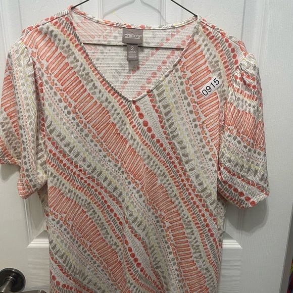 Chico’s blouse shortsleeve pullover med 10