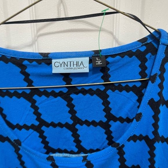 Cynthia Rowley Blue and Black Patterned Long Sleeve Top 9