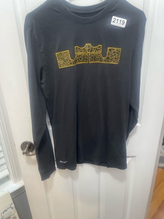 Nike Black Long Sleeve Tee with Yellow Logo 2