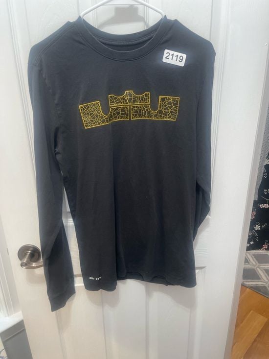 Nike Black Long Sleeve Tee with Yellow Logo 3