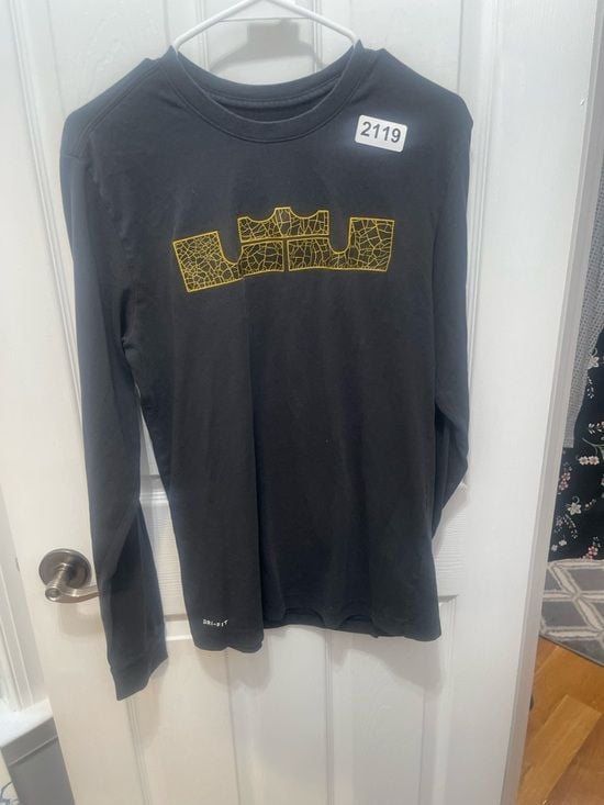 Nike Black Long Sleeve Tee with Yellow Logo 5