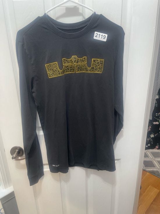 Nike Black Long Sleeve Tee with Yellow Logo 7