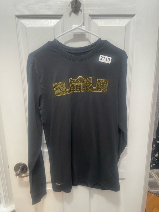 Nike Black Long Sleeve Tee with Yellow Logo 8