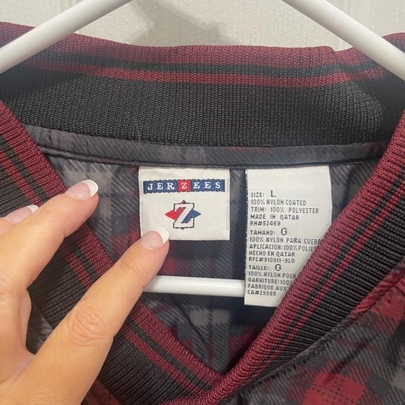 Jerzees Red and Black Plaid Shirt Relaxed Fit 6