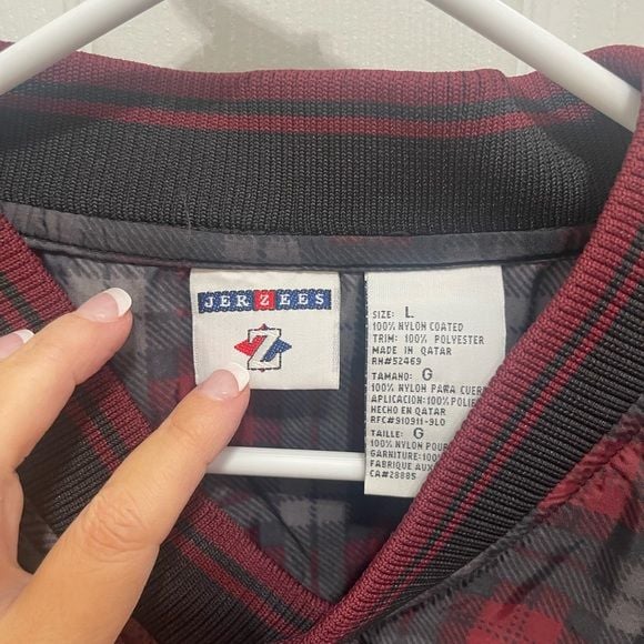 Jerzees Red and Black Plaid Shirt Relaxed Fit 7