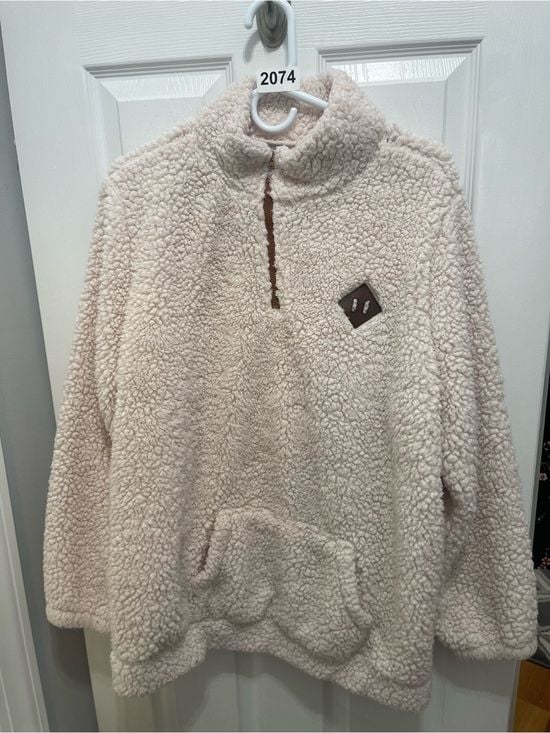 Cozy Cream Sherpa Quarter-Zip Pullover Hoodie 2