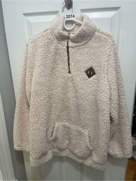 Cozy Cream Sherpa Quarter-Zip Pullover Hoodie 3