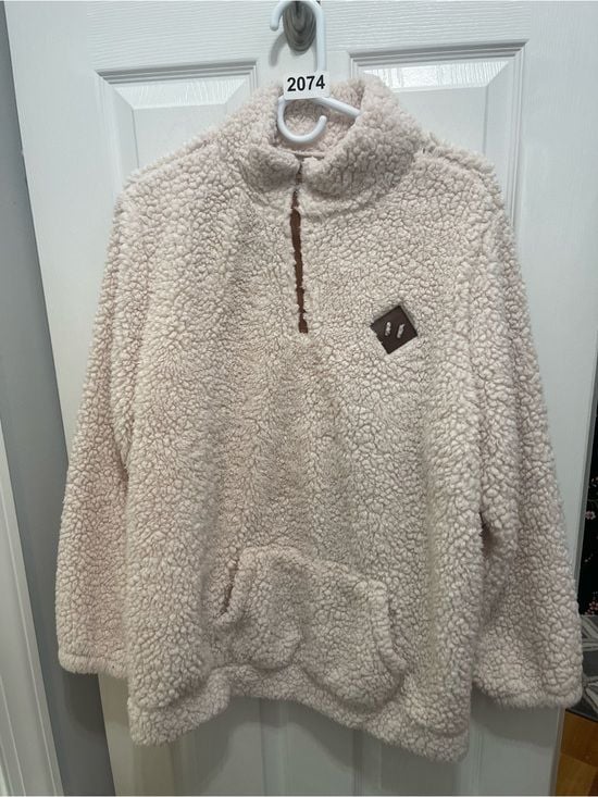 Cozy Cream Sherpa Quarter-Zip Pullover Hoodie 5