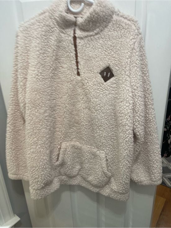 Cozy Cream Sherpa Quarter-Zip Pullover Hoodie 6